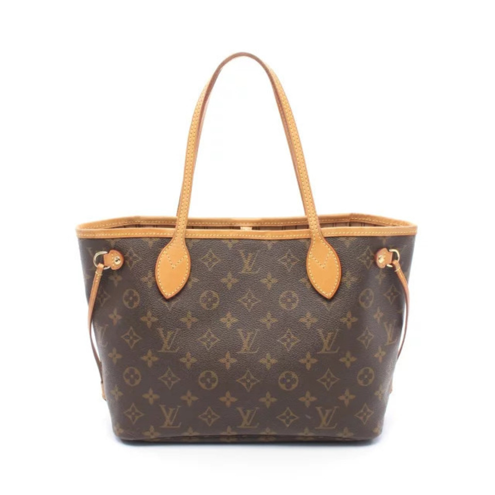 Louis Vuitton Neverfull Monogram Tote Bag Canvas Leather Brown